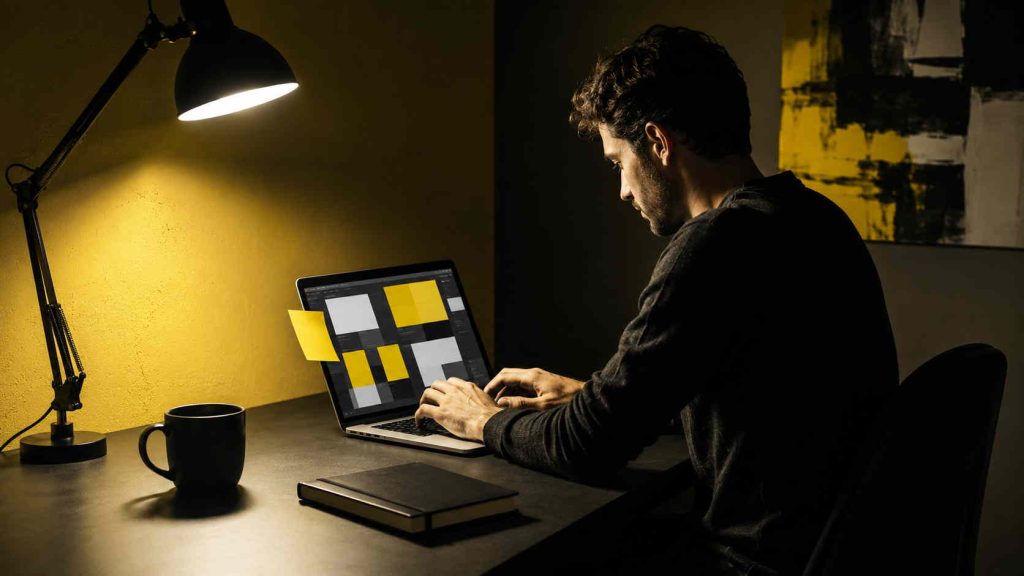 Hands hovering over notebook — the moment before procrastinating gives way to action